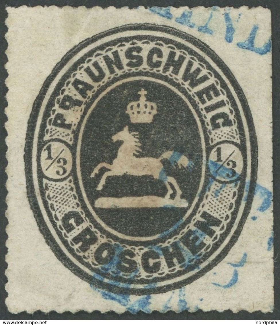 BRAUNSCHWEIG 17 O, 1865, 1/3 Gr. Schwarz, Kleine Mängel, Feinst, Gepr. Bühler, Mi. 480.- - Braunschweig