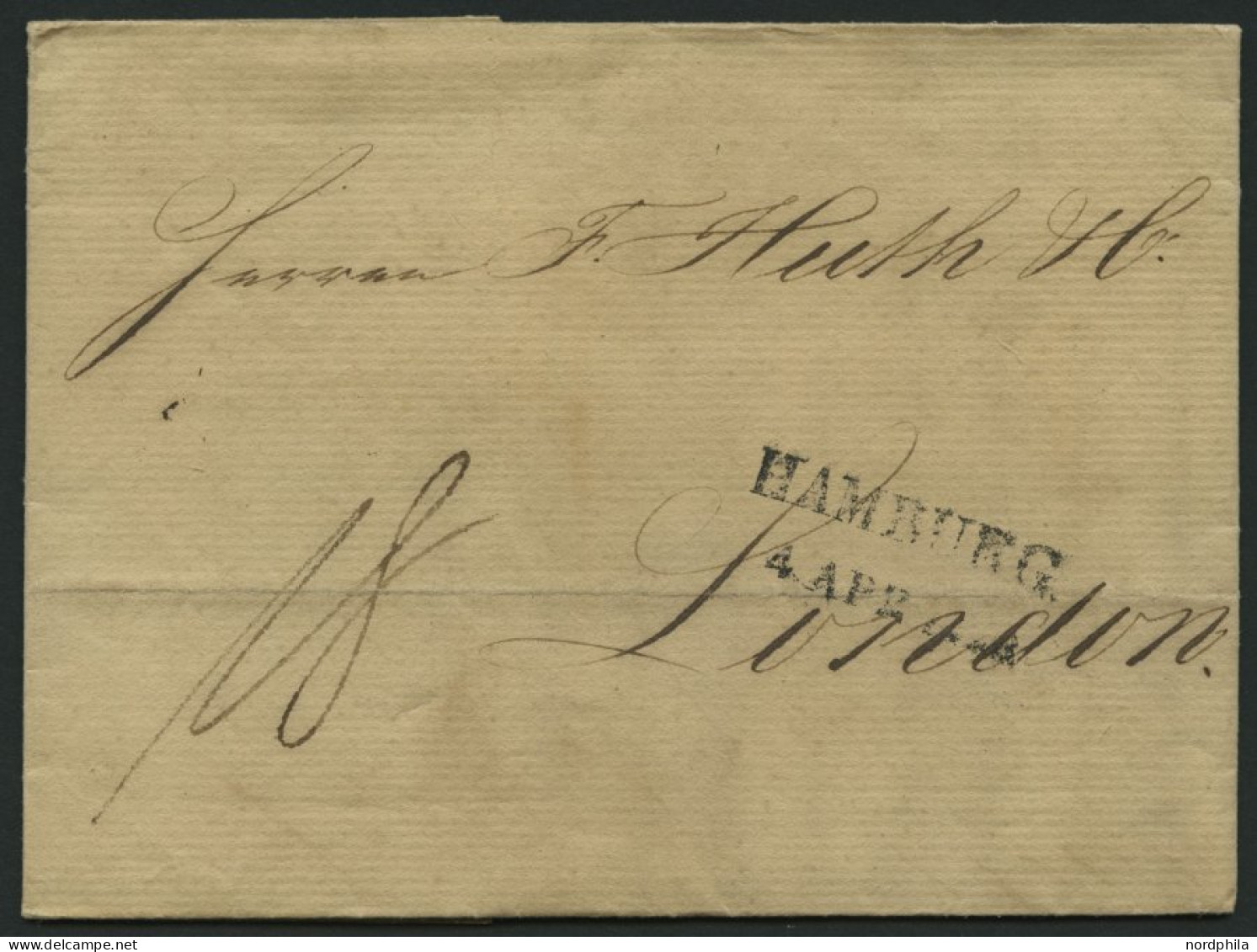 HAMBURG VORPHILA 1823, HAMBURG., L2 (kleinere Type) Auf Brief Nach London, Rückseitiger Datumsstempel FPO/AP 10, Pracht - Autres & Non Classés