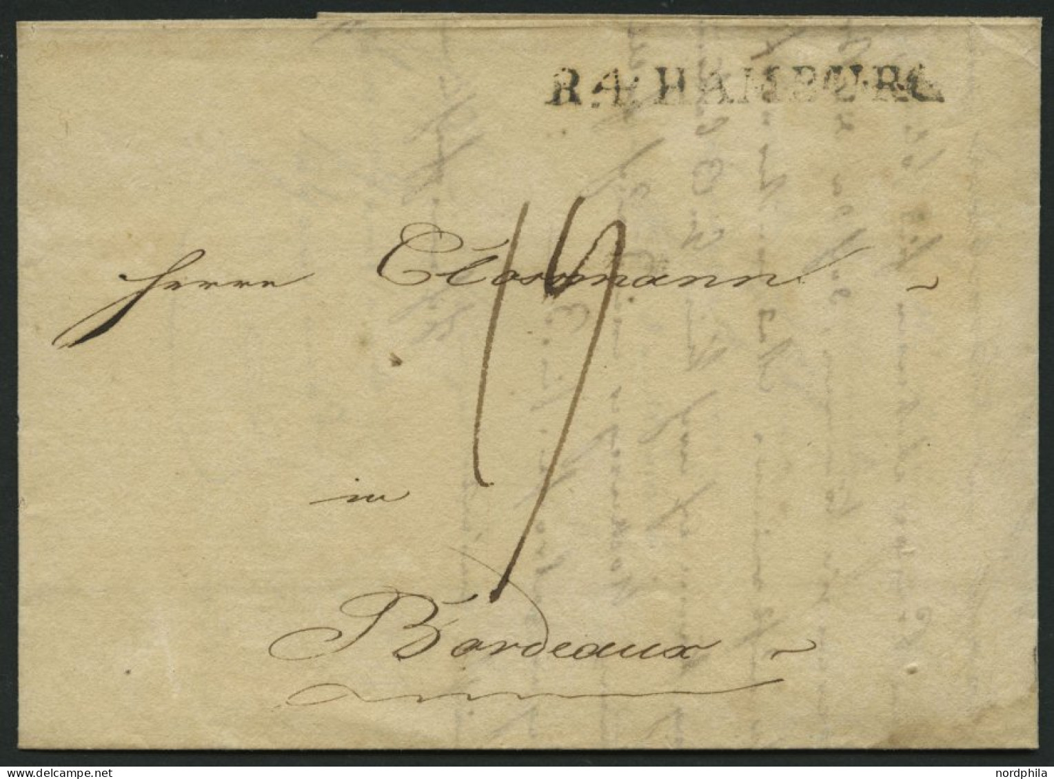 HAMBURG - THURN UND TAXISCHES O.P.A. 1817, R.4. HAMBURG, L1 Auf Brief Nach Bordeaux, Pracht - Sonstige & Ohne Zuordnung