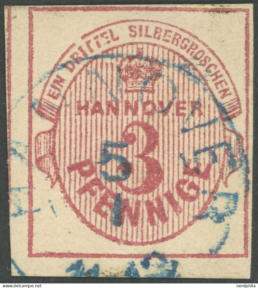 HANNOVER 13b O, 1859, 3 Pf. Dunkelrosa, Pracht, Kurzbefund Berger, Mi. 200.- - Hanovre