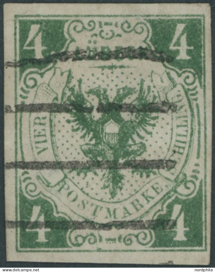 LÜBECK 5a O, 1859, 4 S. Dunkelgrün, Winzige Knitterspur Sonst Pracht, Gepr. Brettl, Mi. 750.- - Lubeck