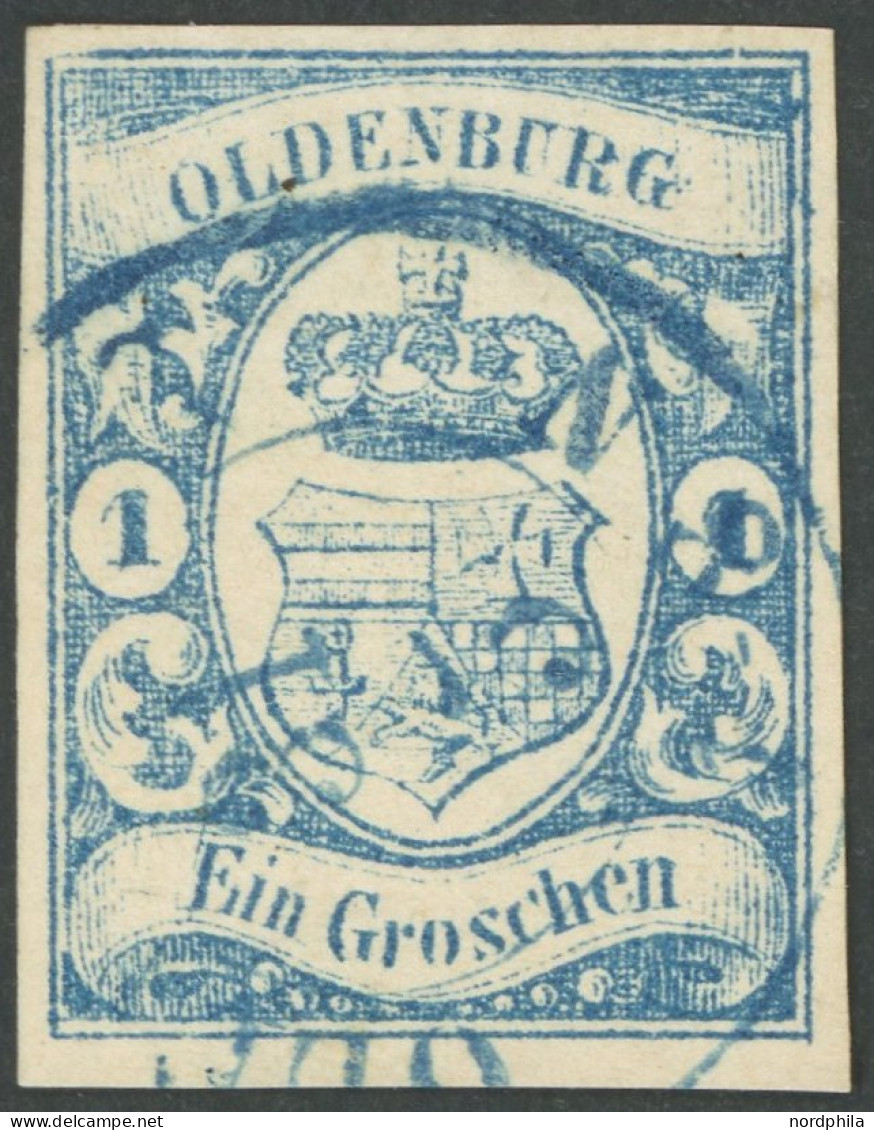 OLDENBURG 12a O, 1861, 1 Gr. Blau, Pracht, Gepr. Bühler Und Pfenninger, Mi. 220.- - Oldenbourg