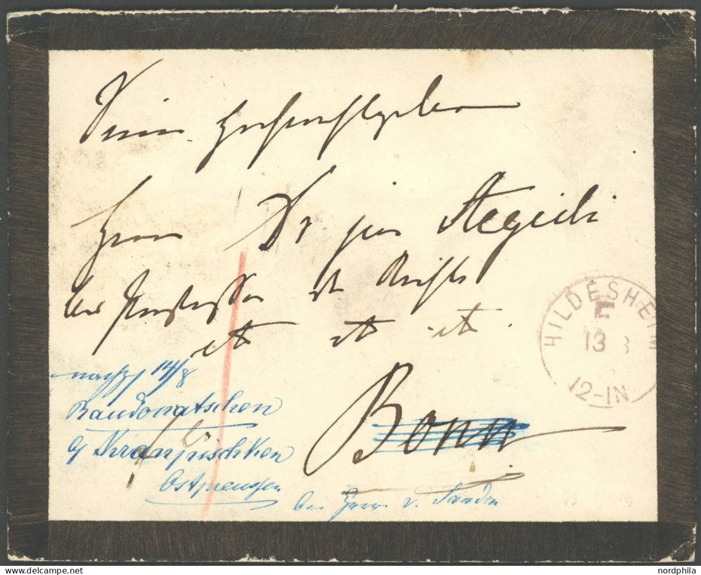 PREUSSEN 1868, HILDESHEIM, Lila F-Stempel Auf Trauerbrief Nach Bonn In Nachsendung Nach Ostpreußen, Pracht - Autres & Non Classés