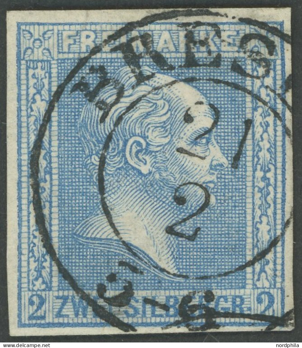 PREUSSEN 11aI O, 1858, 2 Sgr. Blau Mit Plattenfehler I Von ZWEI Oben Nach Links Geneigt, Pracht, Gepr. Bühler, Mi. 400.- - Otros & Sin Clasificación