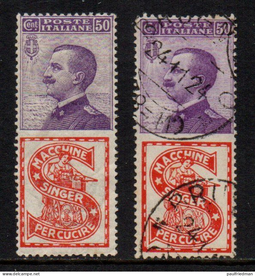 Regno 1924 - Pubblicitari - Lotto 2 X Singer 50 C. - Nuovo (MNH**) E Usato - Publicité