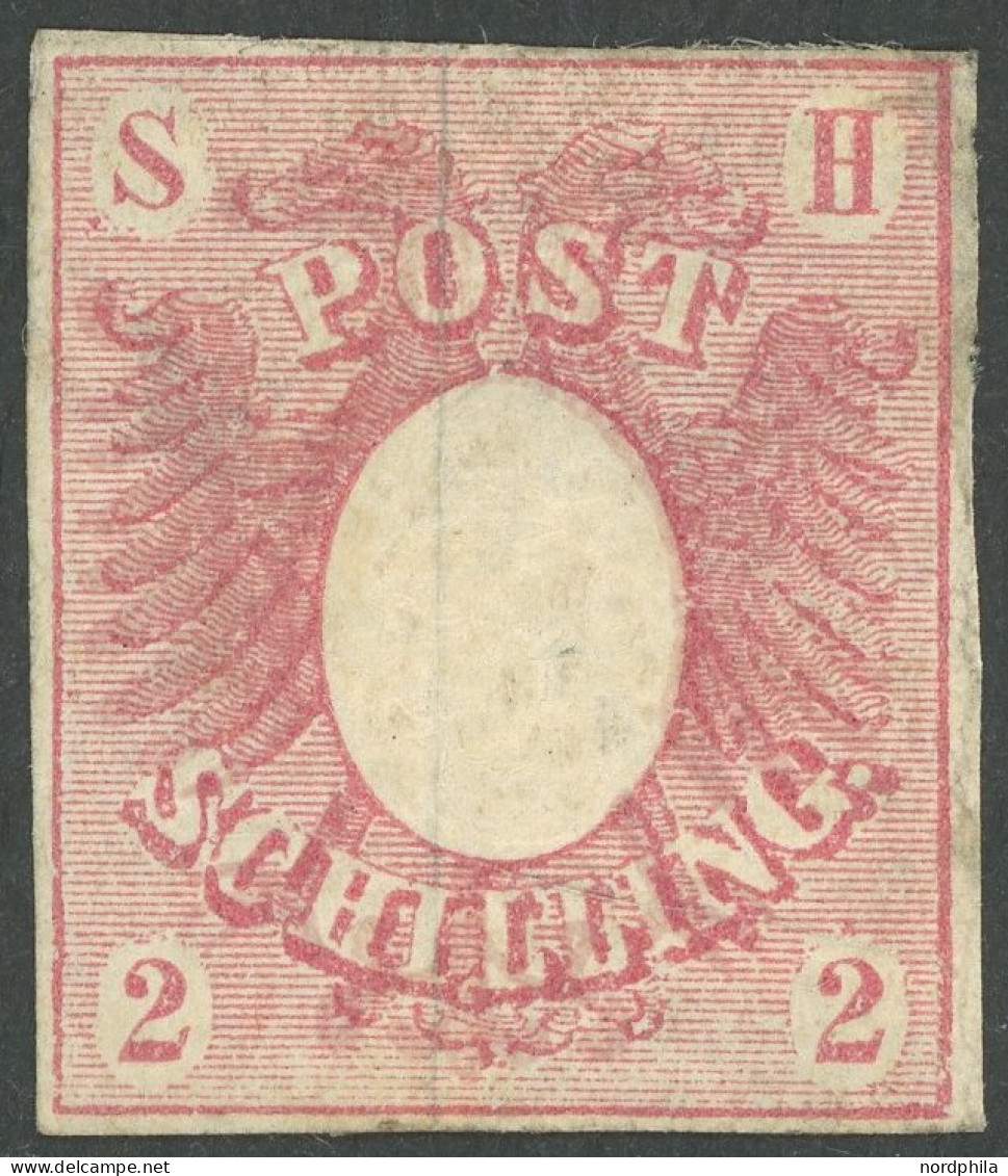 SCHLESWIG-HOLSTEIN 2a , 1850, 2 S. Lebhaftrosa, Gummireste, Feinst (leichte Mängel), Signiert, Mi. 700.- - Schleswig-Holstein