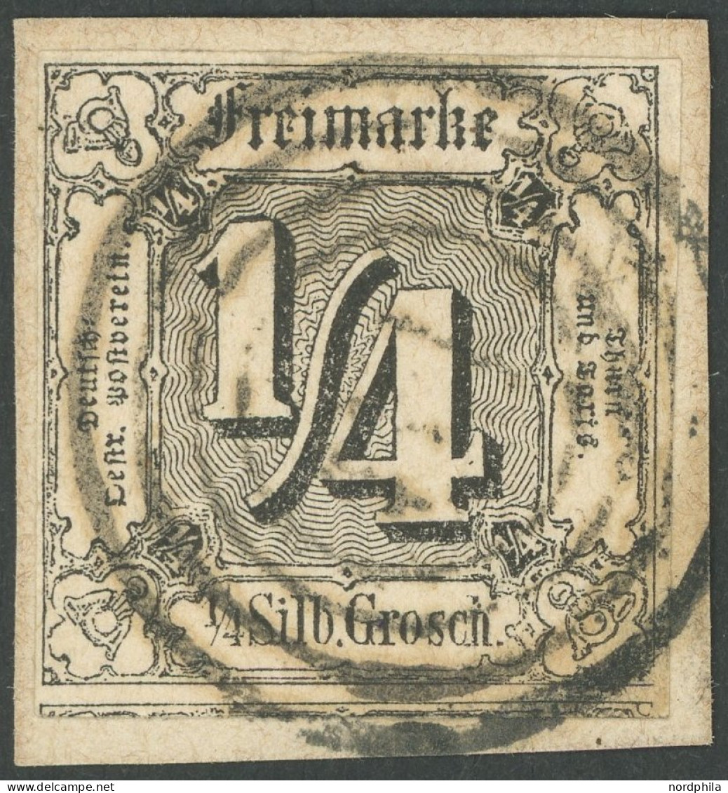 THURN Und TAXIS 26 BrfStk, 1864, 1/4 Sgr. Schwarz, Voll-überrandig, Prachtbriefstück, Gepr. Pfenninger - Andere & Zonder Classificatie