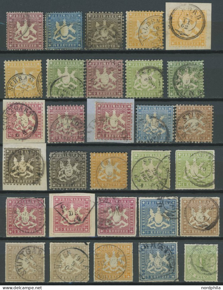 WÜRTTEMBERG O,BrfStk , 1851-1874, Sammlung Von 71 Gestempelten Werten, Etwas Unterschiedliche Erhaltung Mit Vielen Prach - Otros & Sin Clasificación