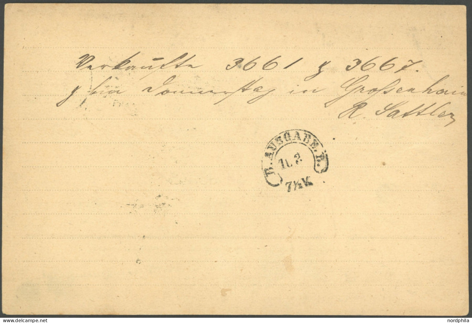 NDP 16 BRIEF, 1871, 1 Gr. Karmin Auf Correspondenzkarte Mit K2 JÜTEBORG Nach Leipzig, Rückseitiger Hufeisenstempel B. AU - Autres & Non Classés