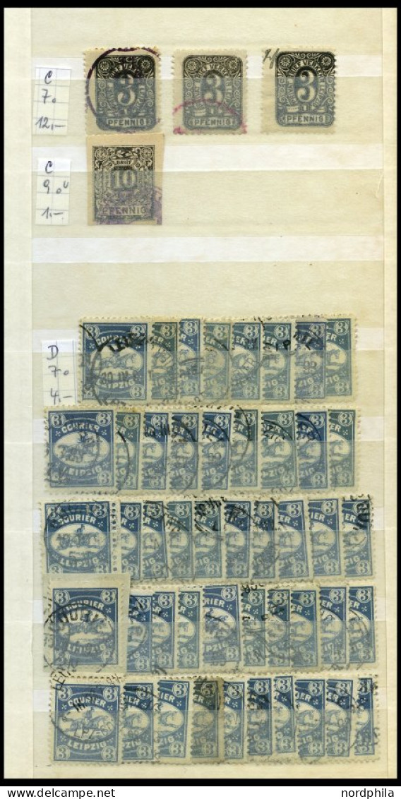 LEIPZIG O,BrfStk , 1886-97, Partie Von 340 Werten, Mit C 7,9, D 7, Aus F 2-19, U.a. Mit Mi.Nr. 19 (79x), Dabei Viele Far - Correos Privados & Locales