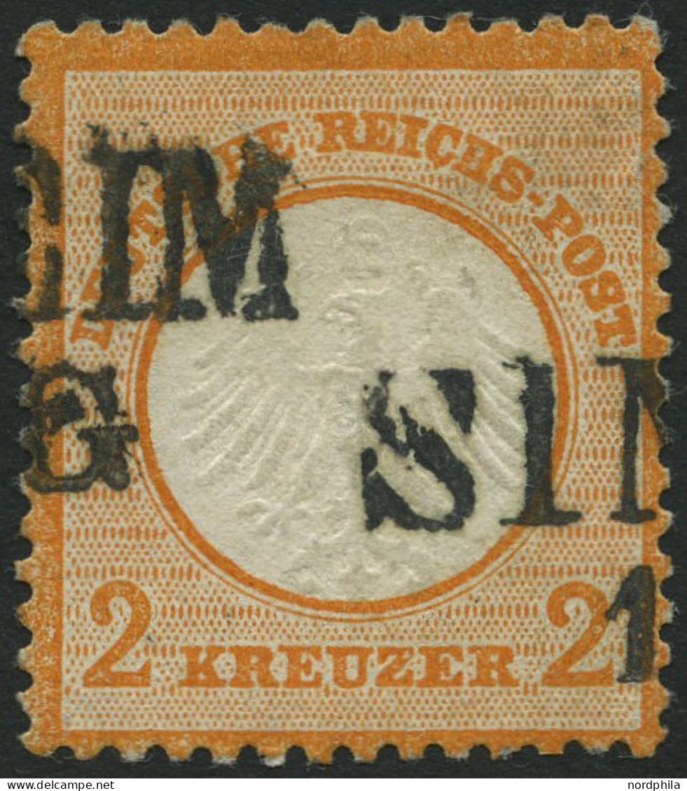 Dt. Reich 15 O, 1872, 2 Kr. Orange, Badischer L2 SINSHEIM!, Pracht, Signiert, Mi. 250.- - Gebruikt
