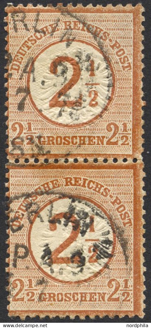 Dt. Reich 29 Paar O, 1874, 21/2 Auf 21/2 Gr. Braunorange Im Senkrechten Paar, Stempel BERLIN P.A. 9 (Juni 75), Pracht, K - Usados