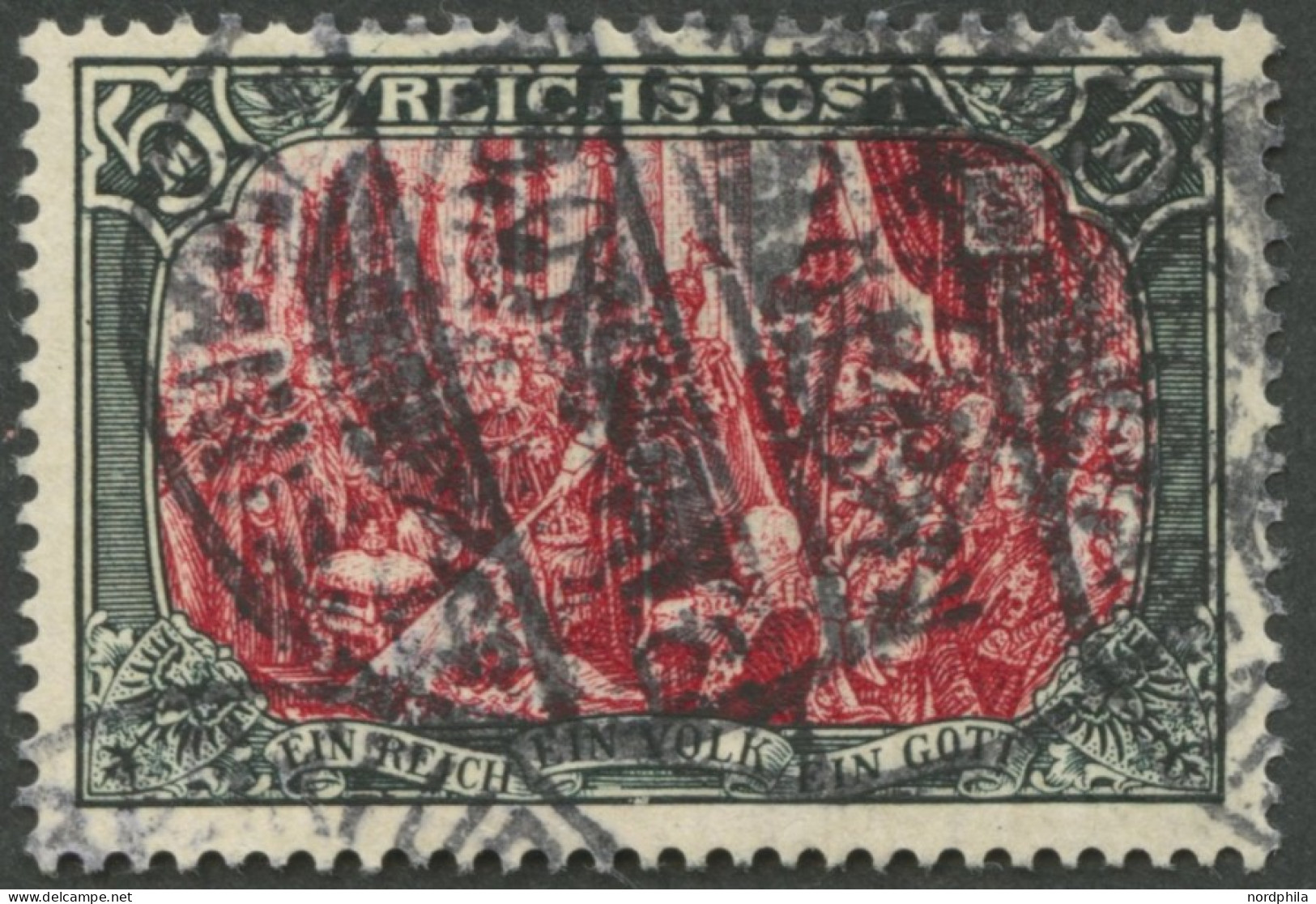 Dt. Reich 66IV O, 1900, 5 M. Reichspost, Type I, Nachmalung Nur Mit Deckweiß, Pracht, Fotoattest Jäschke-L., Mi. 800.- - Gebruikt