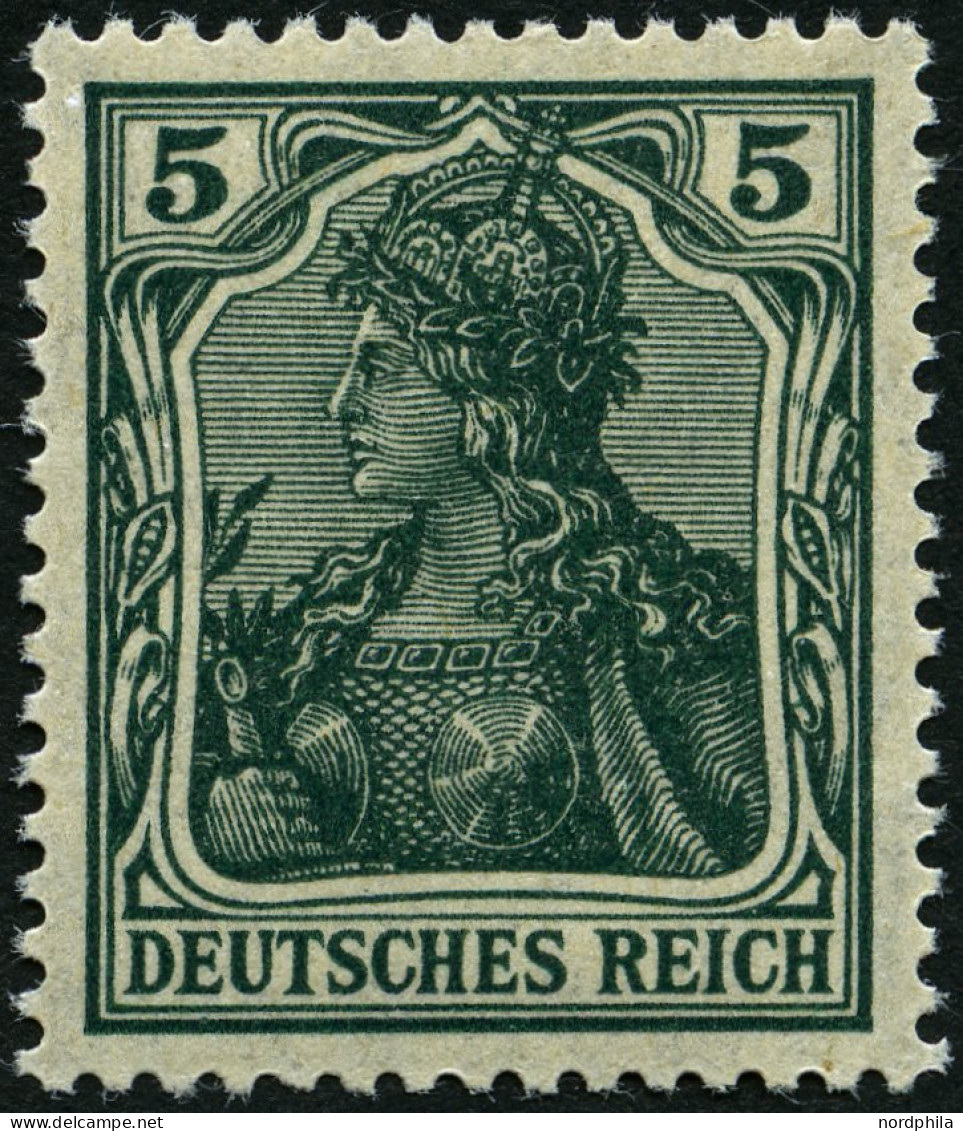 Dt. Reich 85IIe , 1918, 5 Pf. Schwarzopalgrün Kriegsdruck, Pracht, Gepr. Jäschke-L., Mi. 400.- - Unused Stamps