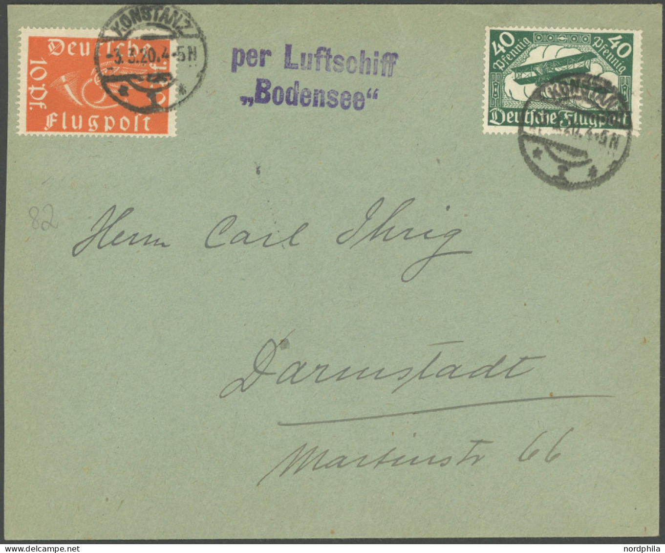 Dt. Reich 111/2 BRIEF, 1929, Flugpostmarken Auf Brief Nach Darmstadt Mit L2 Per Luftschiff Bodensee, Pracht - Altri & Non Classificati