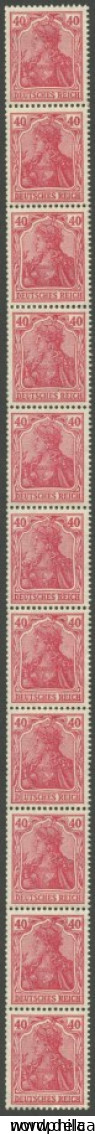 Dt. Reich 145aIR , 1920, 40 Pf. Lebhaftrotkarmin, Type I, Rollenmarke Im Elferstreifen, Postfrisch, Feinst, Mi. 220.- - Otros & Sin Clasificación