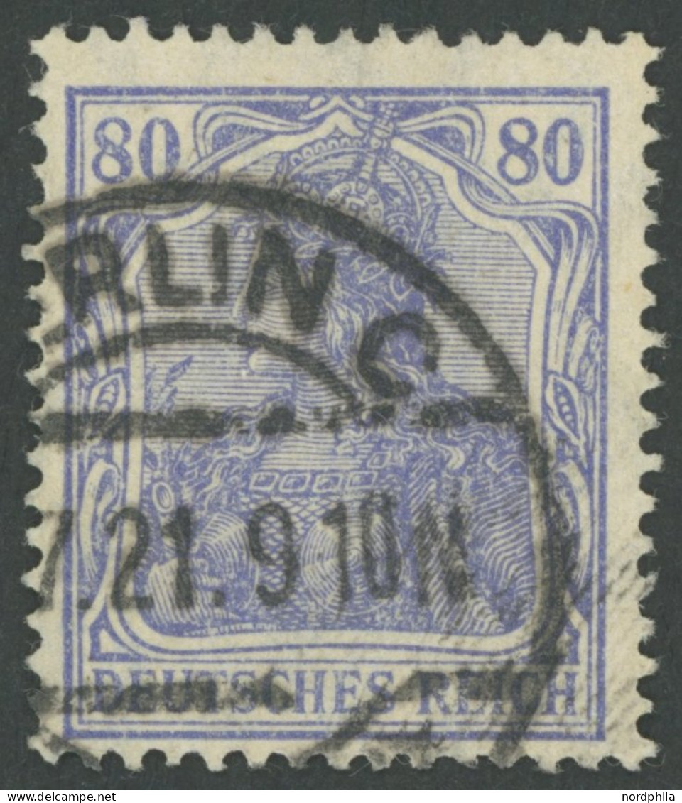 Dt. Reich 149bII O, 1920, 80 Pf. Grauultramarin, Pracht, Gepr. Bauer, Mi. 100.- - Other & Unclassified