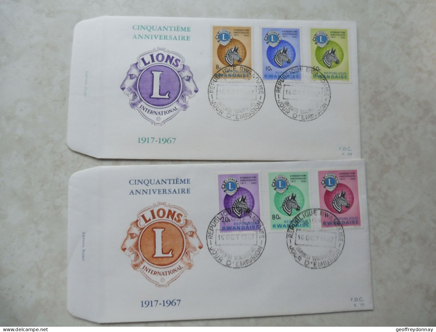 Fdc Rwanda 1967  Congo / Fdc  227/232 Perfect Lions - Lettres & Documents