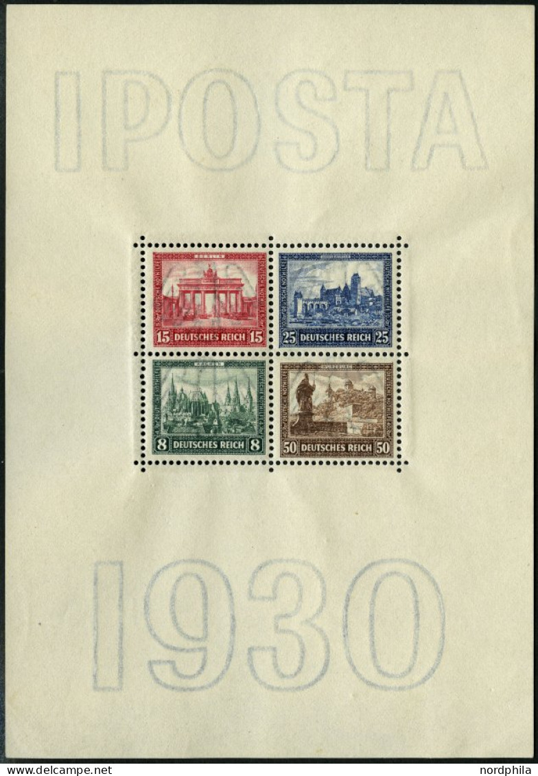 Dt. Reich Bl. 1 , 1930, Block IPOSTA, Kaum Sichtbare Eckbugspur Sonst Pracht, Mi. 1600.- - Blocks & Sheetlets