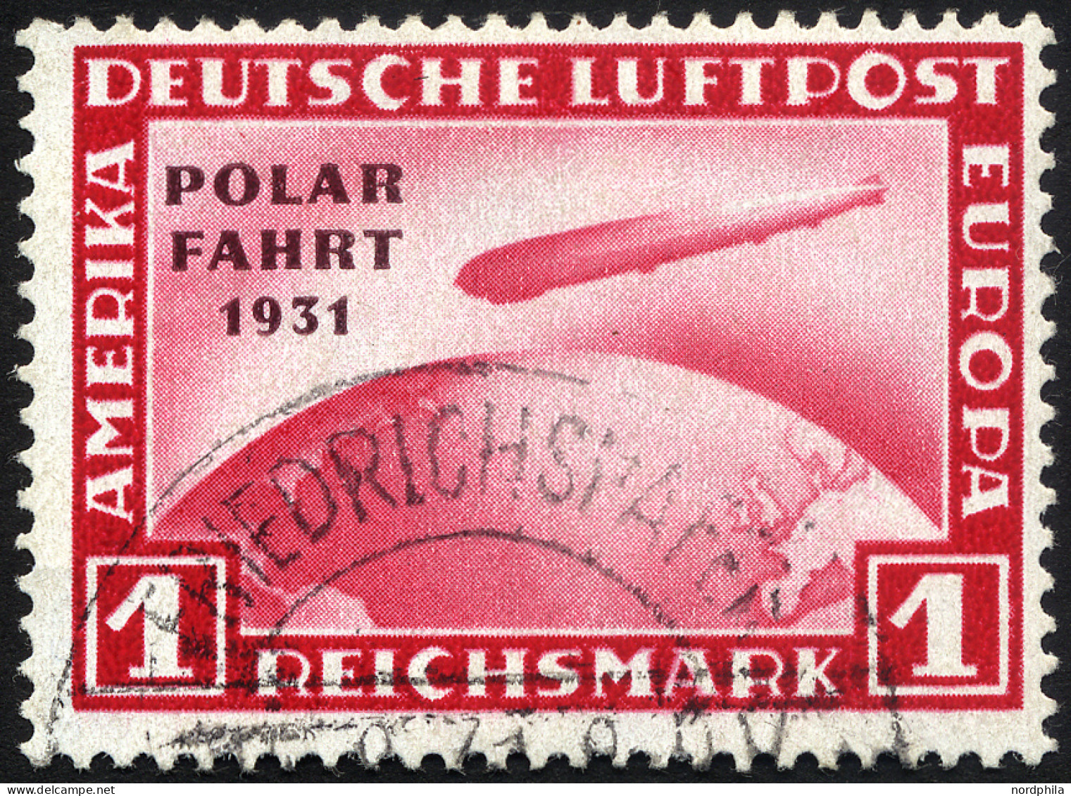 Dt. Reich 456I O, 1931, 1 RM Polarfahrt Mit Abart Ohne Bindestrich, Pracht, Signiert Lange, Mi. 1500.- - Gebruikt