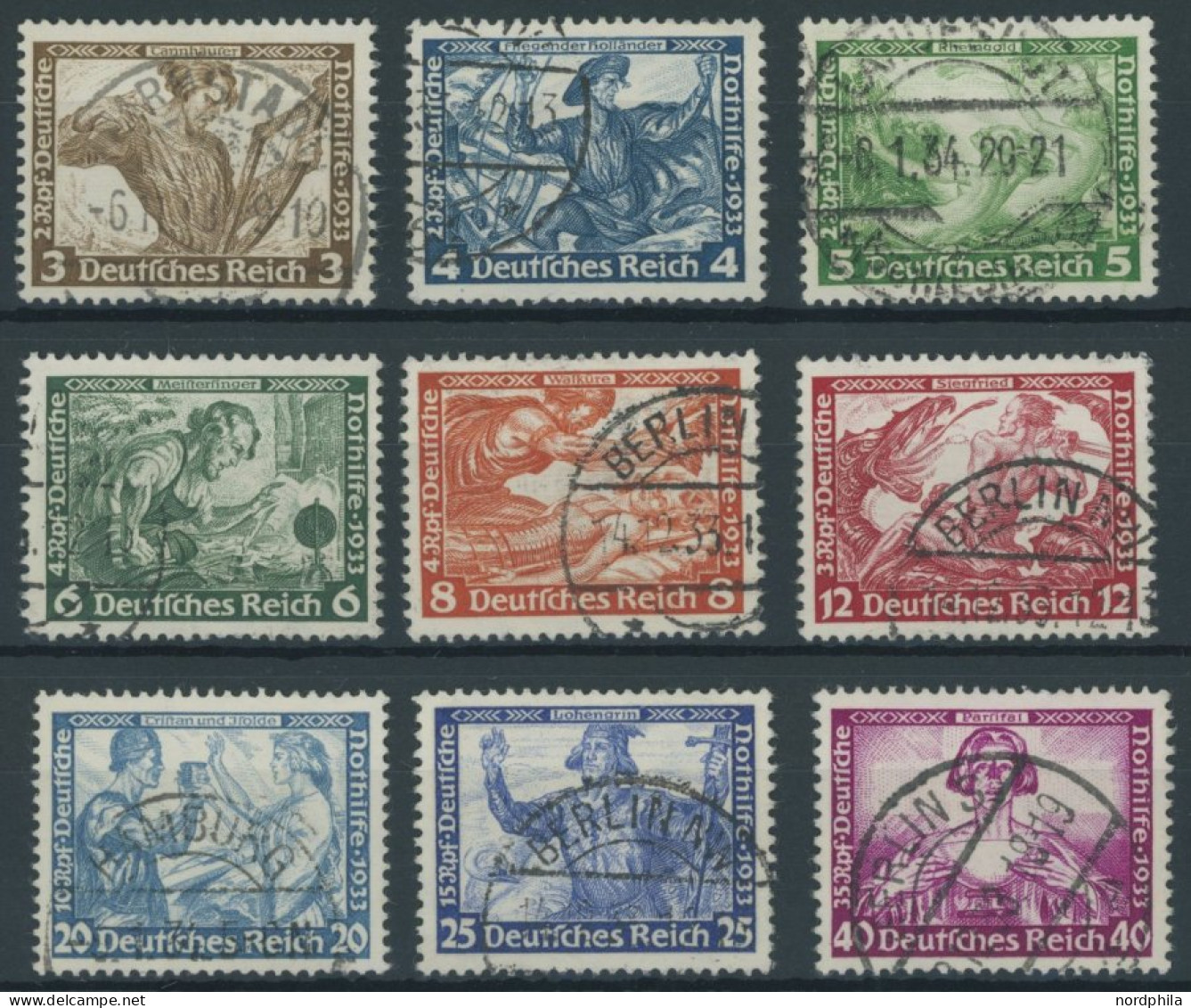 Dt. Reich 499-507 O, 1933, Wagner, Prachtsatz, Mi. 380.- - Gebraucht