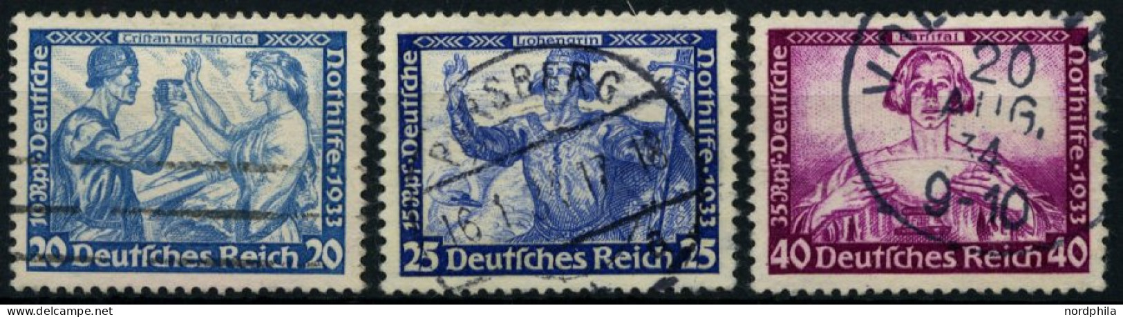 Dt. Reich 505B,506/7A O, 1933, 20, 25 Und 40 Pf. Wagner, 3 Werte üblich Gezähnt, Pracht, Mi. 350.- - Oblitérés