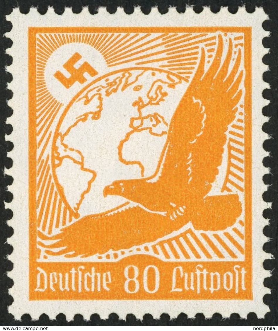 Dt. Reich 536x , 1934, 80 Pf. Flugpost, Senkrechte Gummiriffelung, Postfrisch, Pracht, Mi. 70.- - Autres & Non Classés