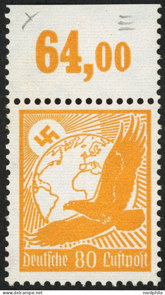 Dt. Reich 536y , 1934, 80 Pf. Flugpost, Waagerechte Gummiriffelung, Postfrisch, Pracht, Mi. 75.- - Sonstige & Ohne Zuordnung