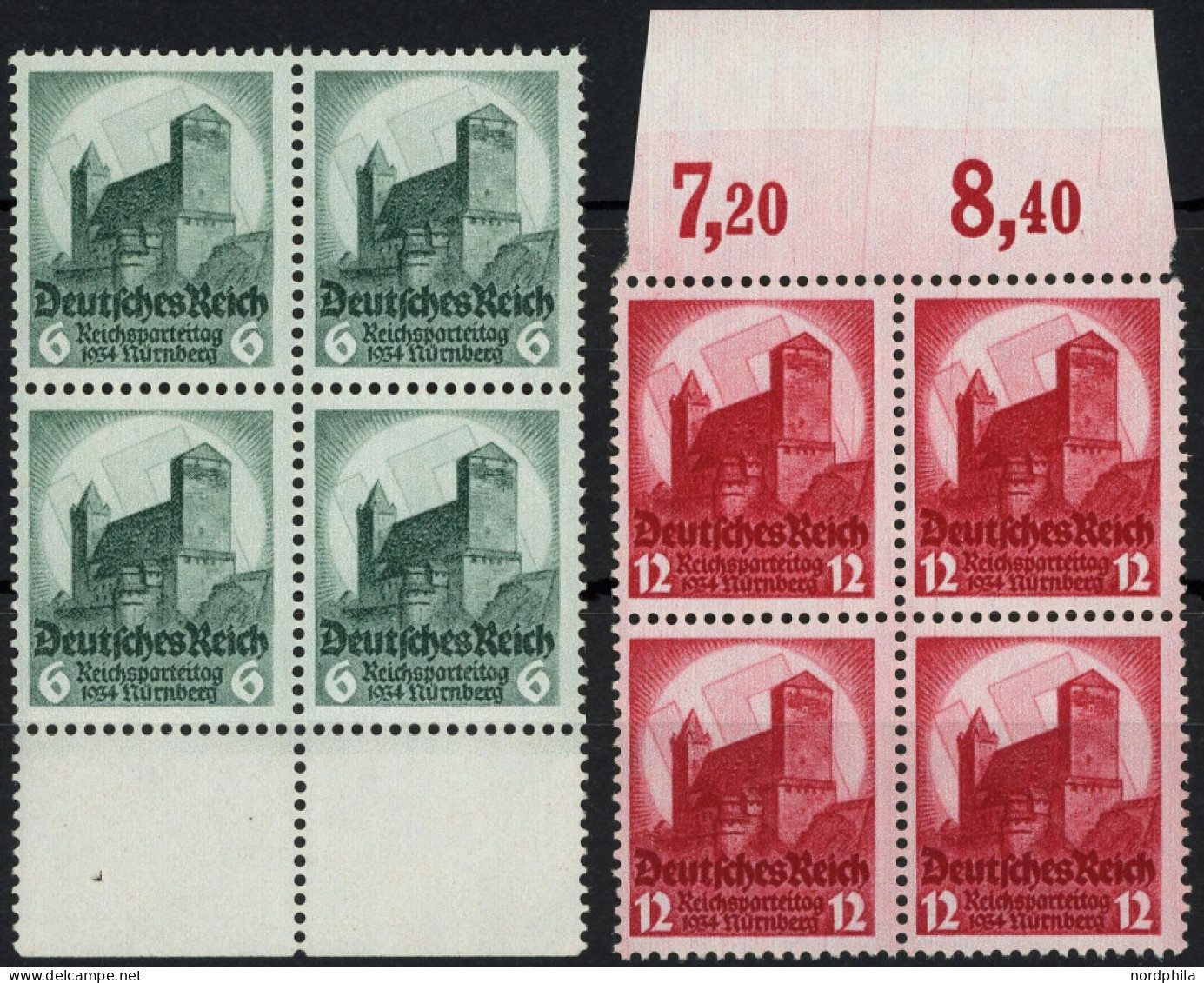 Dt. Reich 546/7 VB , 1934, Reichsparteitag In Randviererblocks, Postfrisch, Pracht, Mi. 340.- - Sonstige & Ohne Zuordnung