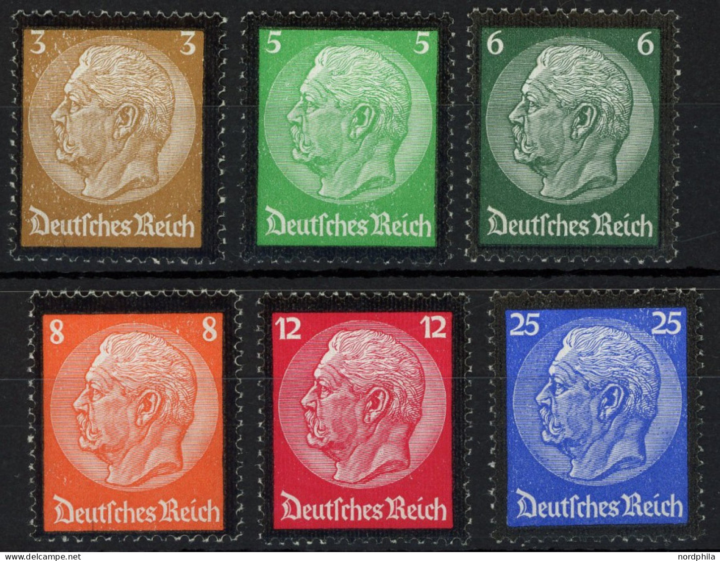 Dt. Reich 548-53 , 1934, Hindenburg-Trauer, Postfrischer Prachtsatz, Mi. 150.- - Andere & Zonder Classificatie