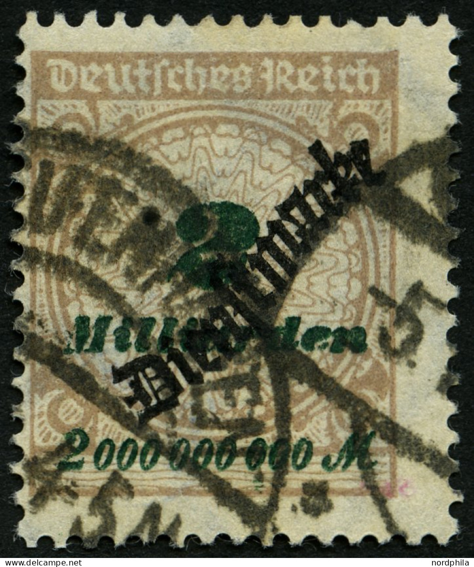 DIENSTMARKEN D 84 O, 1923, 2 Mrd. M. Mattsiena/schwarzgrün, Pracht, Gepr. Infla, Mi. 150.- - Dienstmarken