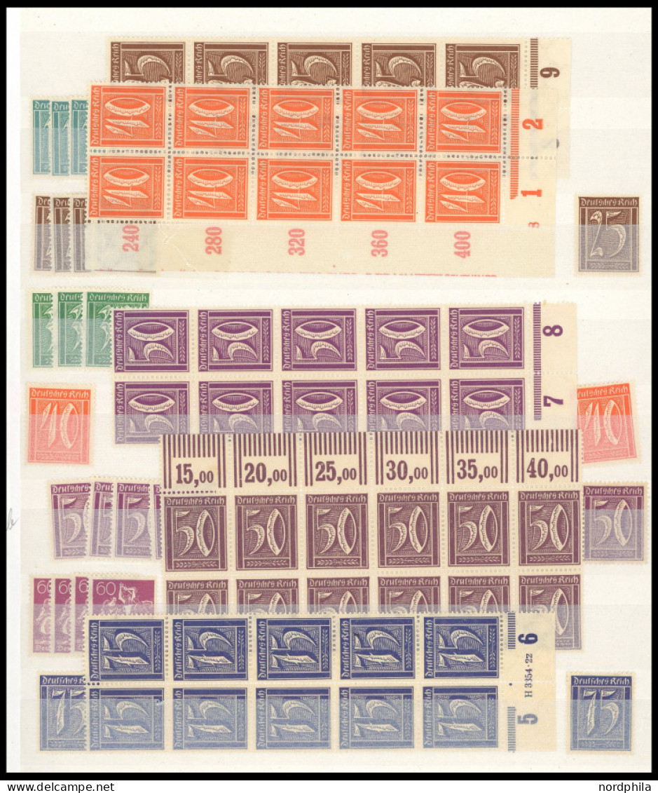 LOTS , Lagerbuch Inflation, meist ab 1921, incl. Dienstmarken, fast nur postfrisch, teils in Einheiten (meist 10er-Randb