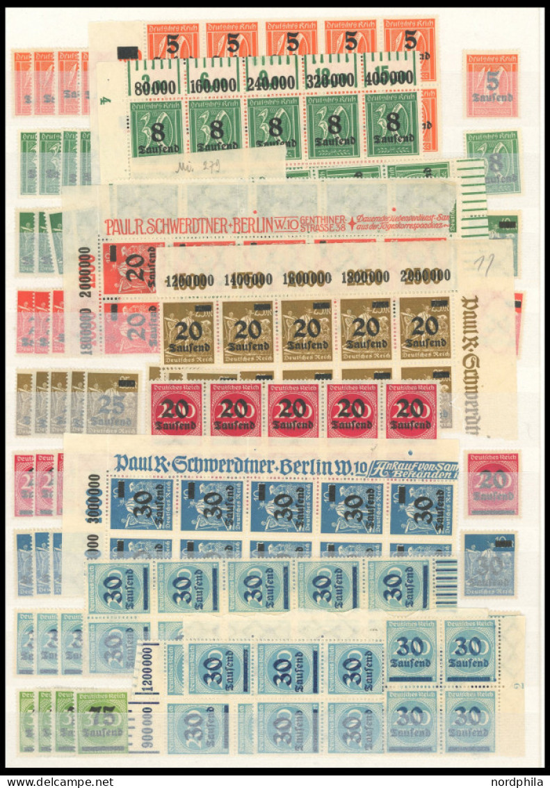 LOTS , Lagerbuch Inflation, meist ab 1921, incl. Dienstmarken, fast nur postfrisch, teils in Einheiten (meist 10er-Randb