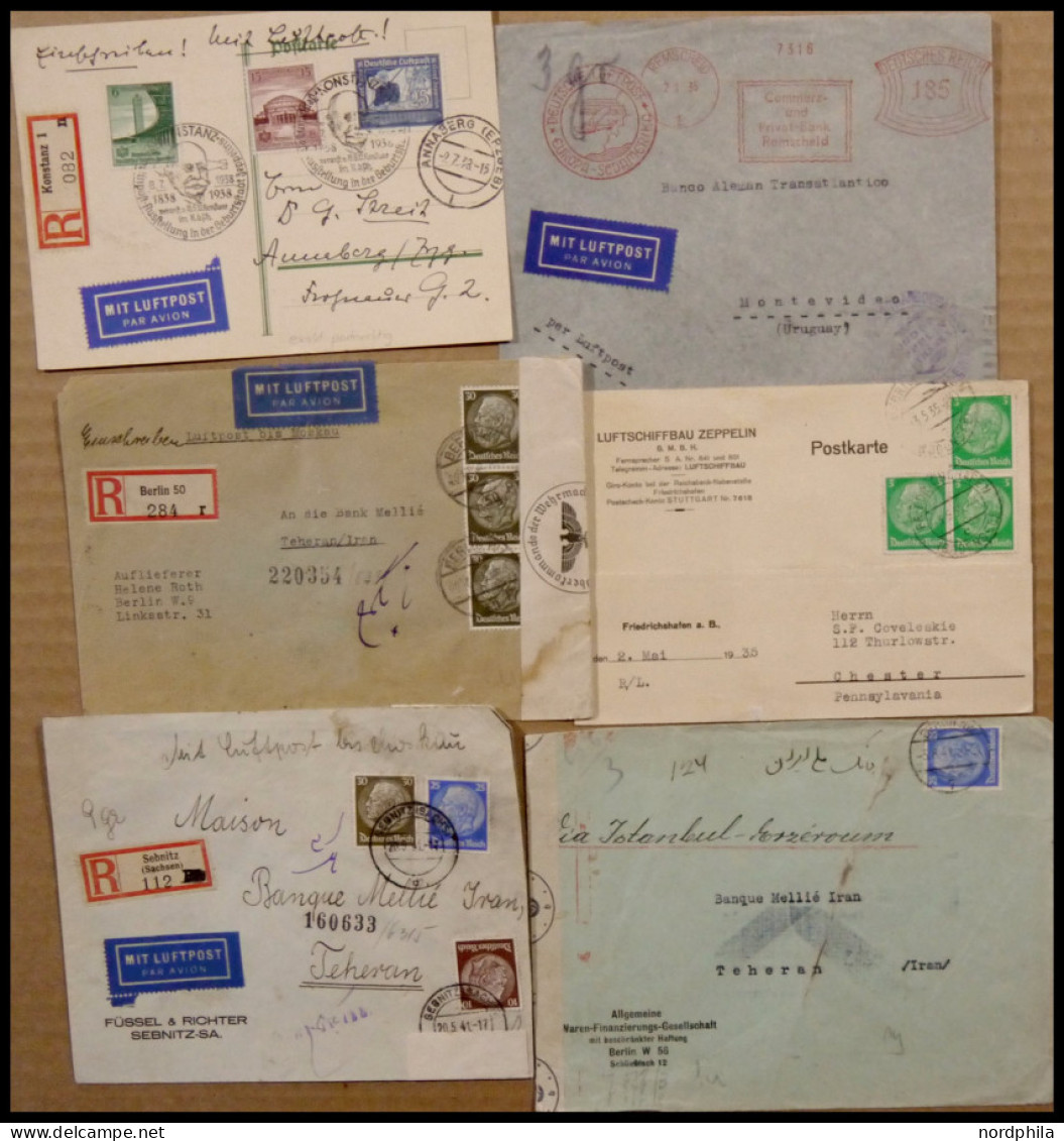 LOTS 1935-38, Kleine Partie Von 6 Luftpostbelegen, Dabei Katapultpost Südatlantik, Einschreiben Nach Teheran, Etc. - Sonstige & Ohne Zuordnung