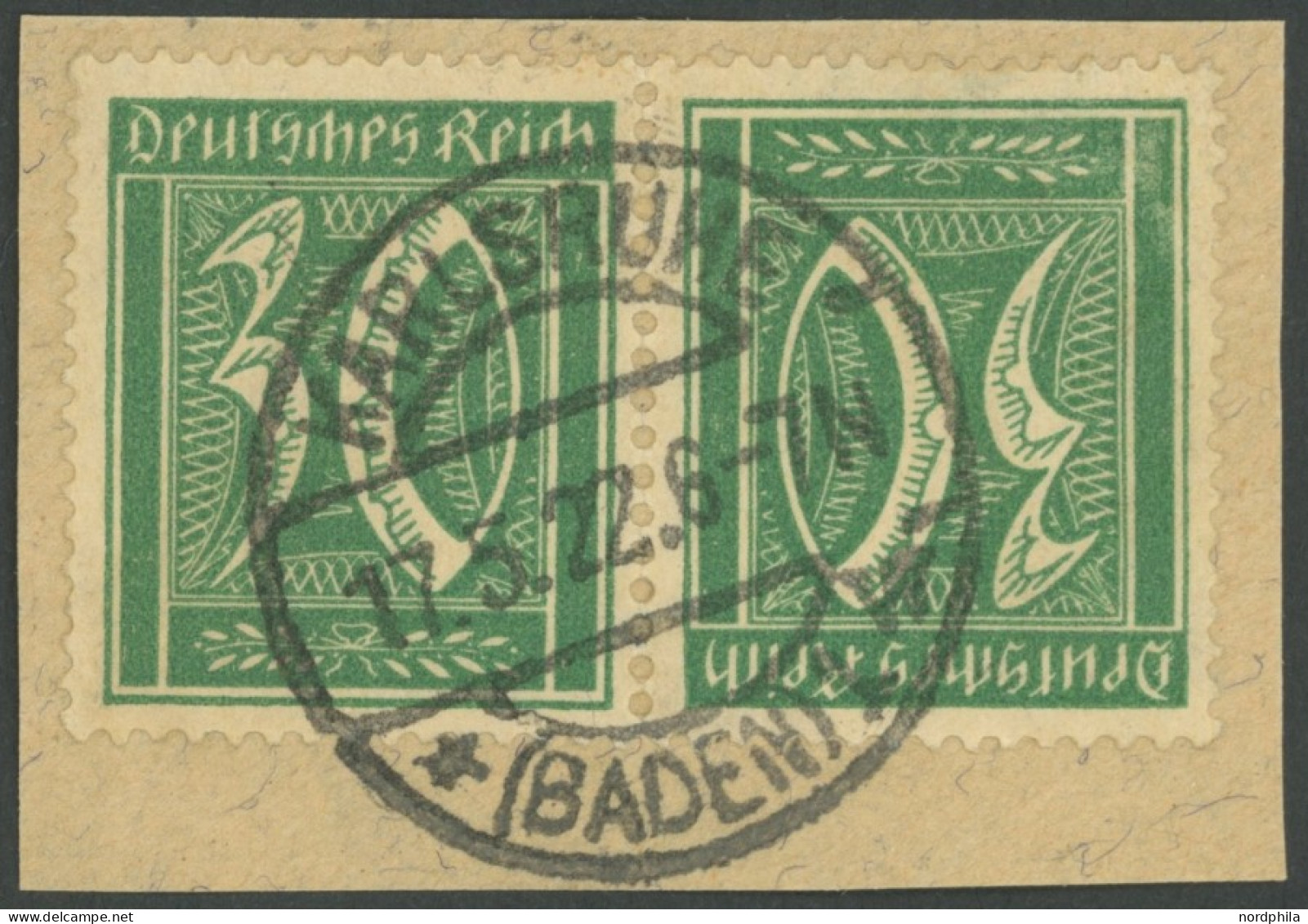 ZUSAMMENDRUCKE K 6 BrfStk, 1921, Kehrdruck 30 + 30, Prachtbriefstück, Gepr. Bauer, Mi. (50.-) - Se-Tenant