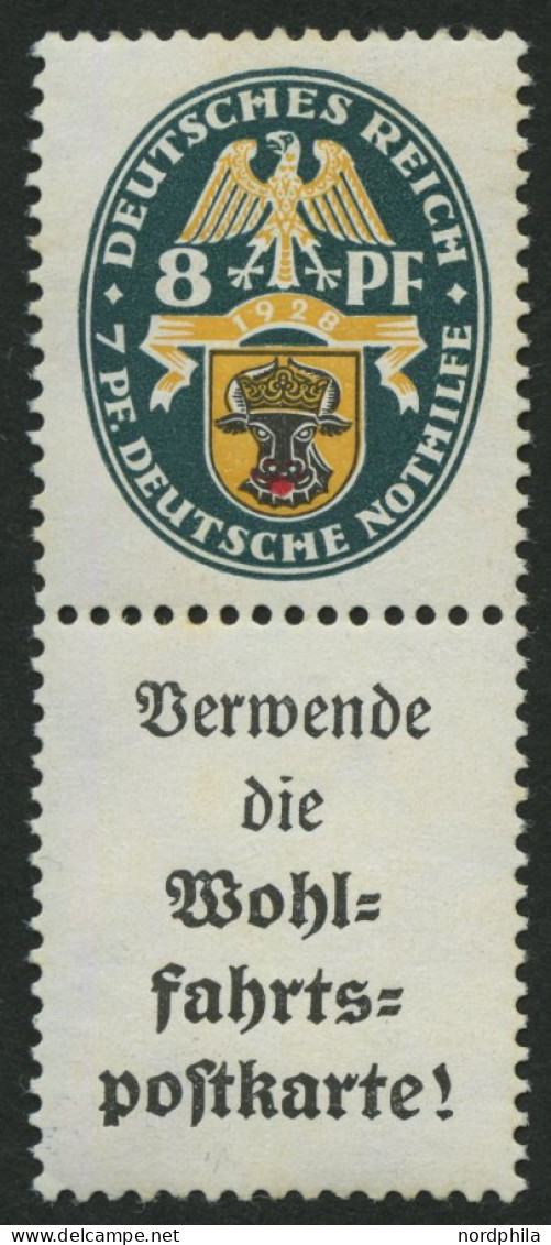 ZUSAMMENDRUCKE S 58 , 1928, Nothilfe 8 + A1.1, Pracht, Mi. 400.- - Zusammendrucke