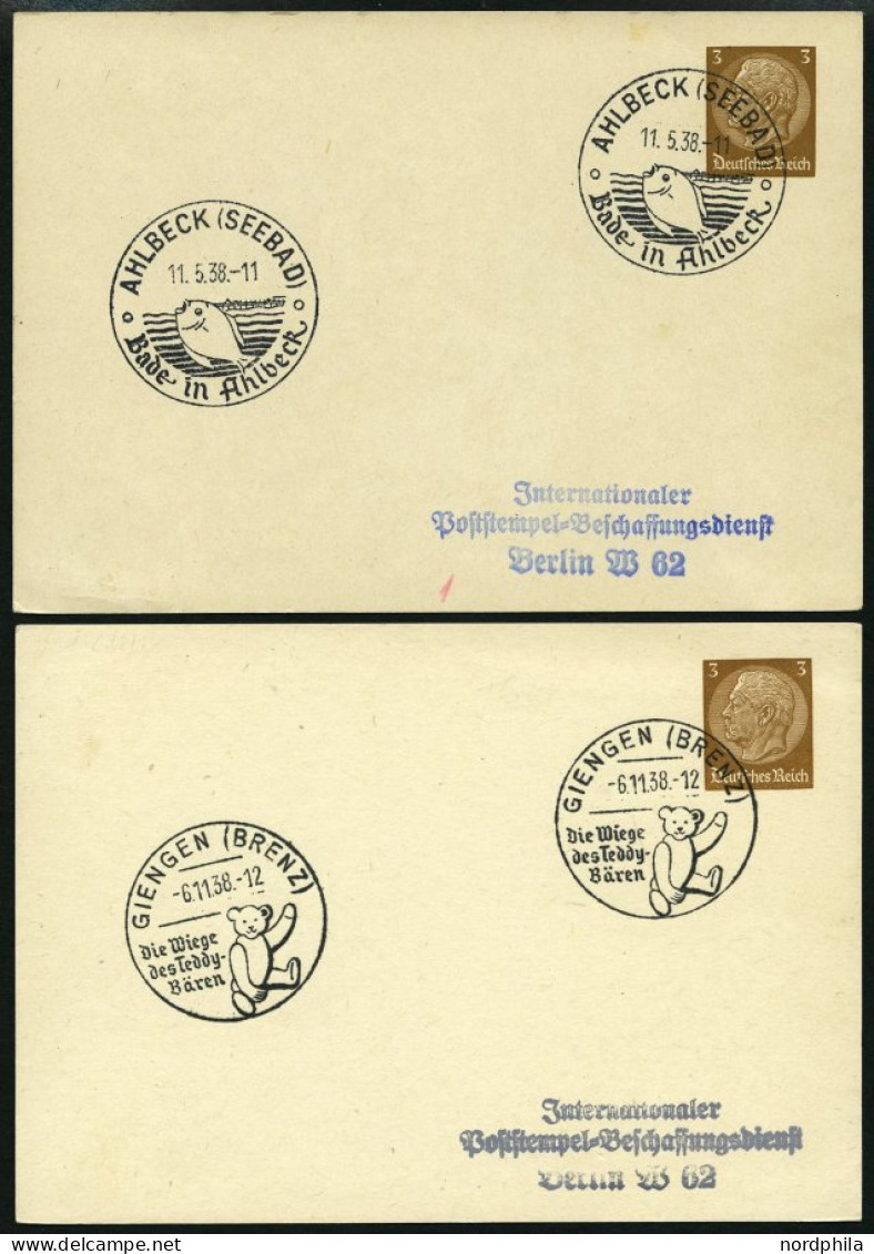 GANZSACHEN PP 121 BRIEF, Privatpost: 1937/8, 3 Pf. Hindenburg, 27 Karten Mit Verschiedenen Blanko-Sonderstempeln, Meist  - Sonstige & Ohne Zuordnung
