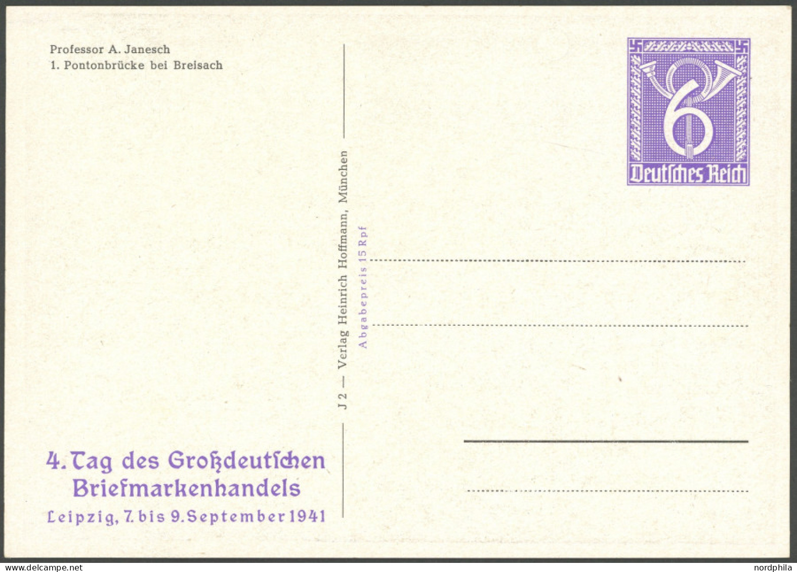 GANZSACHEN PP 150/02 BRIEF, Privatpost: 1941, 6 Pf. Posthorn Pontonbrücke Bei Breisach, Ungebraucht, Pracht - Other & Unclassified