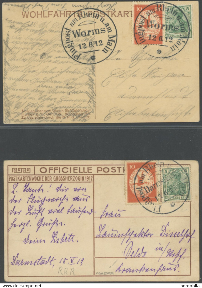 ZEPPELINPOST 10 BRIEF, 1912, Reichhaltige Spezialsammlung 10 Pf. Flp. Am Rhein Und Main Von 47 Meist Verschiedenen Karte - Correo Aéreo & Zeppelin