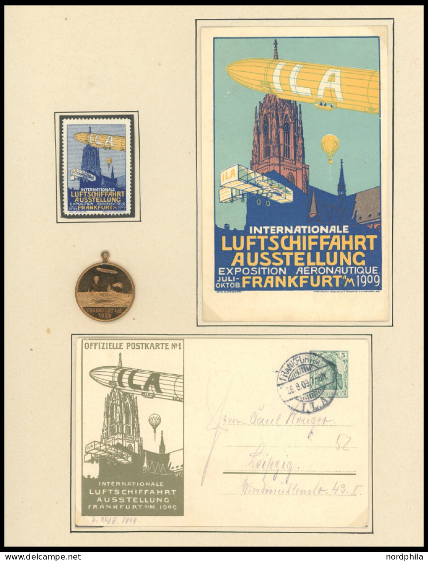 PIONIERFLUGPOST 1909-1914 1909, ILA-Frankfurt: Medaille Graf Von Zeppelin (28,7 Mm), Bronze Vergoldet, Auf ILA-Albumseit - Avions