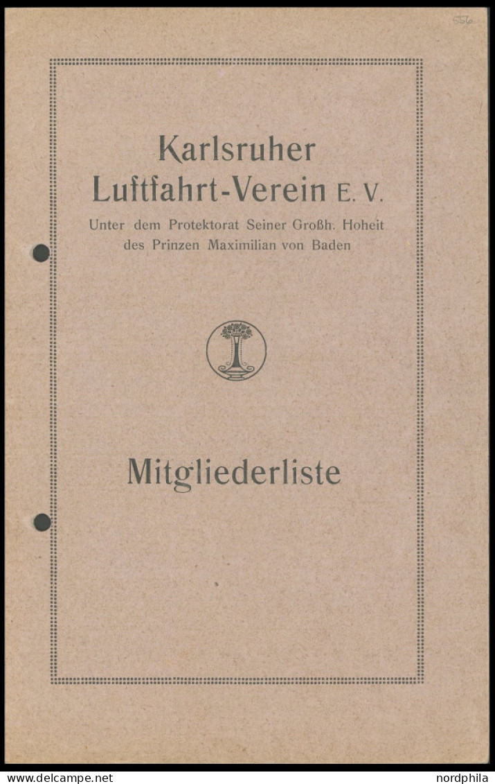 PIONIERFLUGPOST 1909-1914 1913, Karlsruher Luftfahrt-Verein E.V. - Unter Protektorat Des Prinzen Maximilian Von Baden, M - Flugzeuge