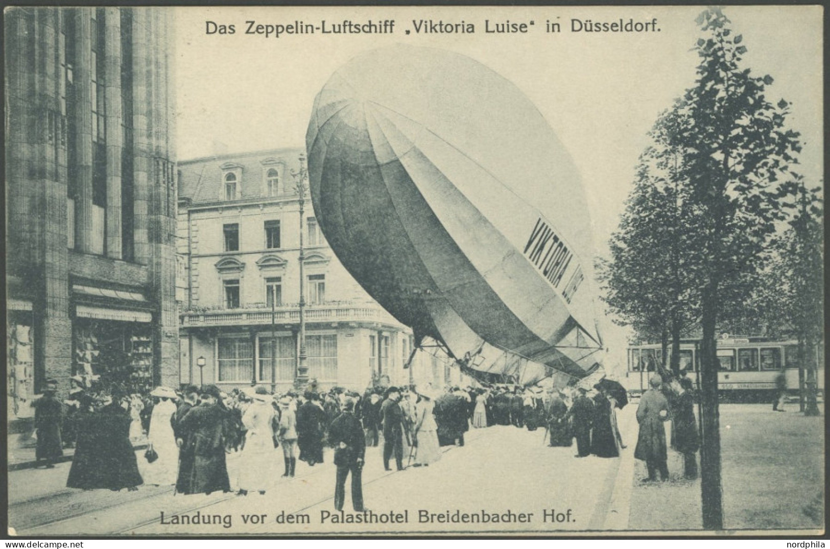 ALTE ANSICHTSKARTEN 1912, LZ 11 (Viktoria Luise), Landung Vor Dem Palasthotel Breidenbacher Hof, Ungebraucht, Pracht - Sonstige & Ohne Zuordnung