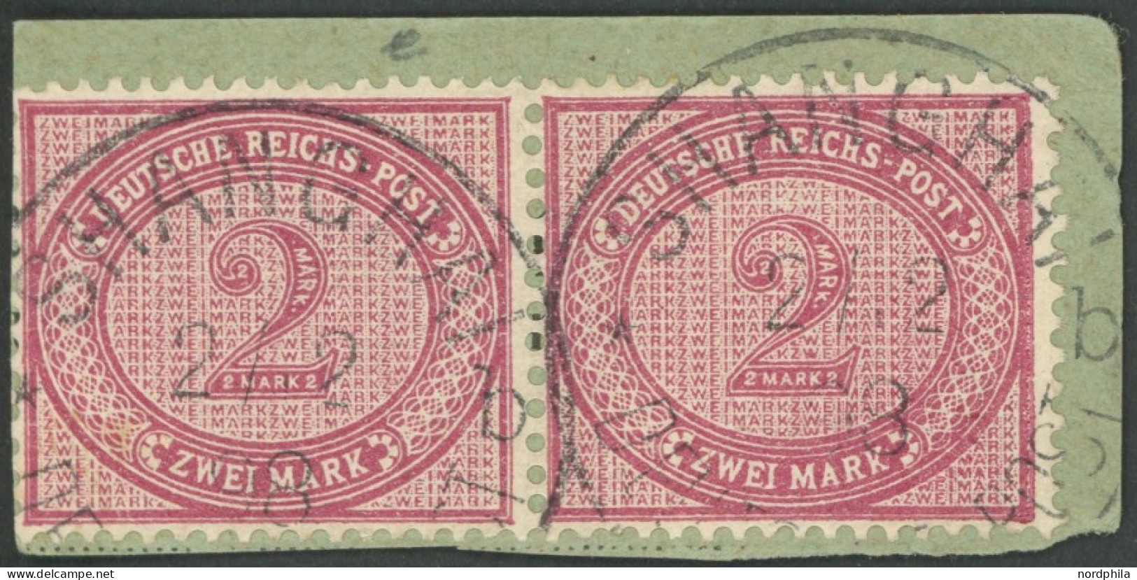 DP CHINA V 37e Paar BrfStk, 1898, 2 M. Karmin Im Waagerechten Paar Auf Postabschnitt, Stempel SHANGHAI DP B, Linke Marke - Deutsche Post In China