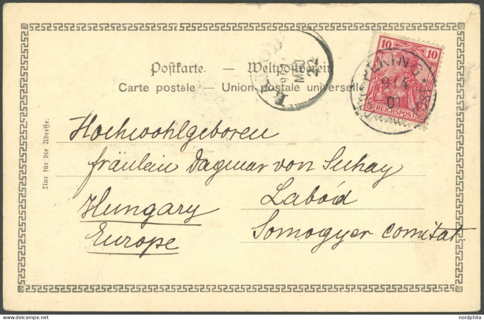 DP CHINA P Vc BRIEF, Petschili: 1910, 10 Pf. Reichspost Mit Stempel PEKING 9.4.01 Auf Ansichtskarte Nach Ungarn, Pracht - China (kantoren)
