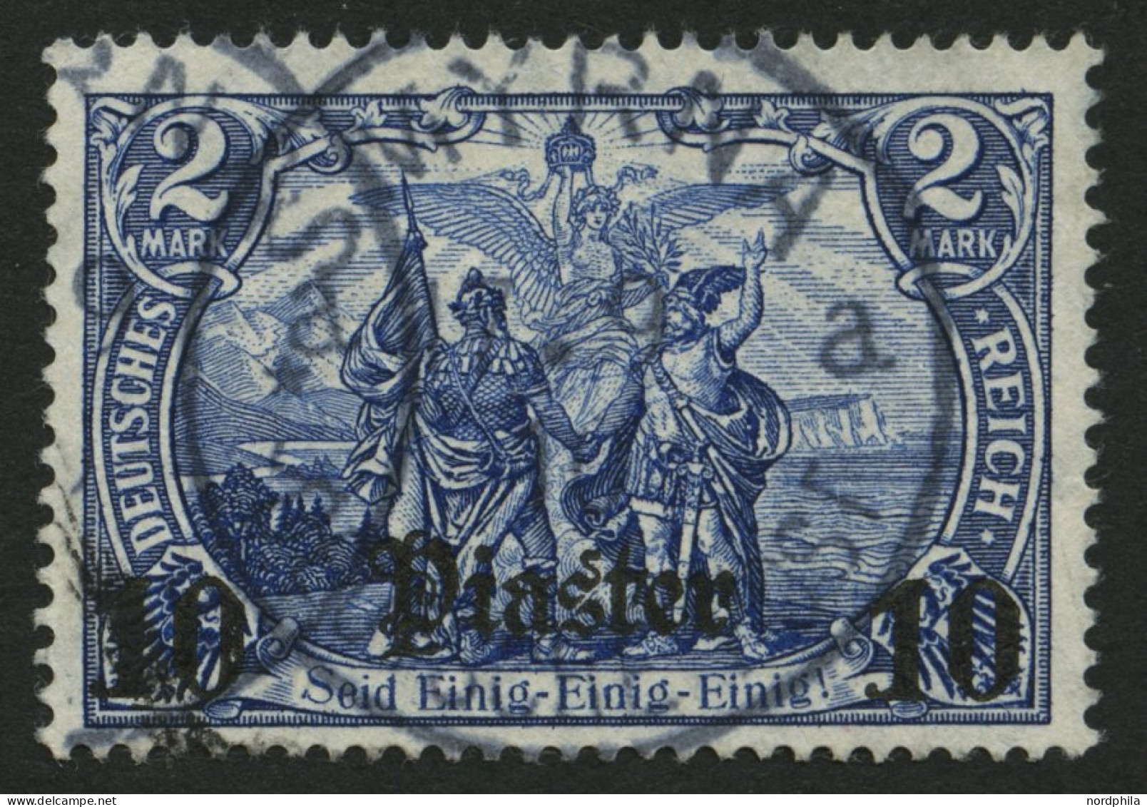 DP TÜRKEI 45 O, 1906, 10 Pia. Auf 2 M., Mit Wz., Pracht, Gepr. Bothe, Mi. 60.- - Turquie (bureaux)