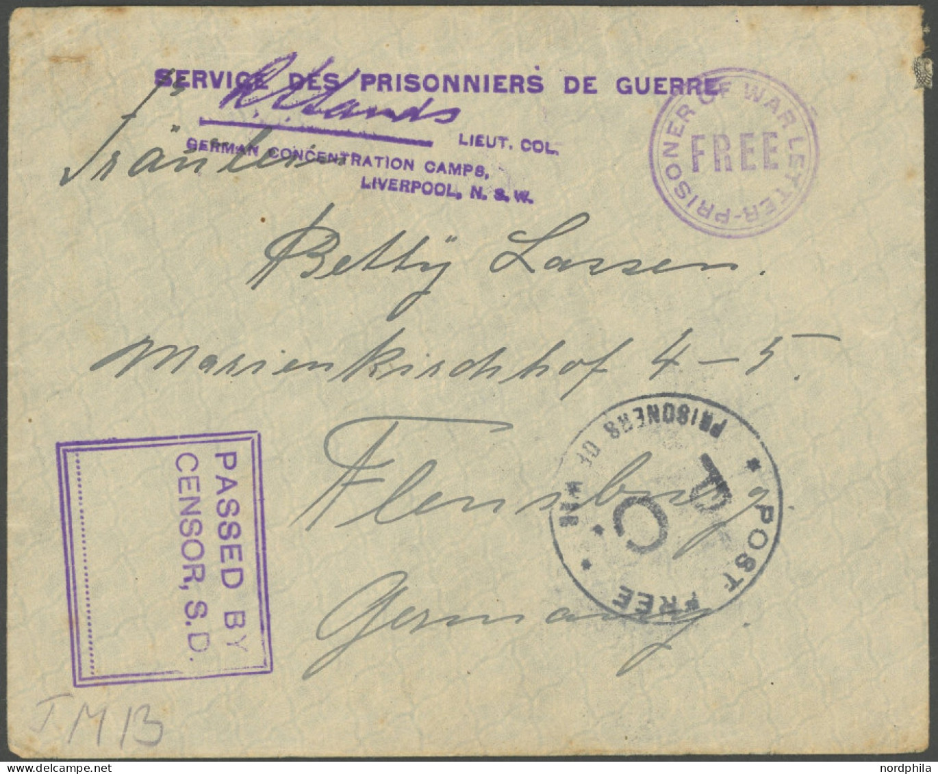 DEUTSCH-NEUGUINEA 1916, Brief Aus Dem Lager Trial Bay Mit Violettem Zensurstempel L4 LIEUT.COL. 1GERMAN CONCENTRATION CA - Duits-Nieuw-Guinea