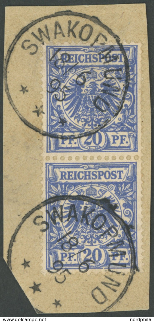 DSWA VS 48d Paar BrfStk, 1895, 20 Pf. Violettultramarin Im Senkrechten Paar Mit Stempel SWAKOPMUND, Prachtbriefstück - Deutsch-Südwestafrika