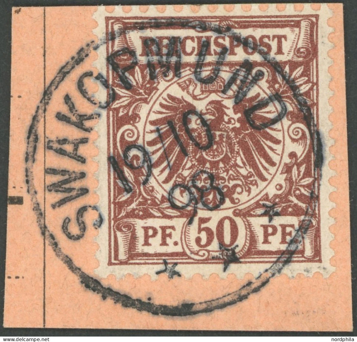 DSWA M 50d BrfStk, 1898, 50 Pf. Lebhaftrötlichbraun Mit Stempel SWAKOPMUND, Postabschnitt, Kabinett - Sud-Ouest Africain Allemand