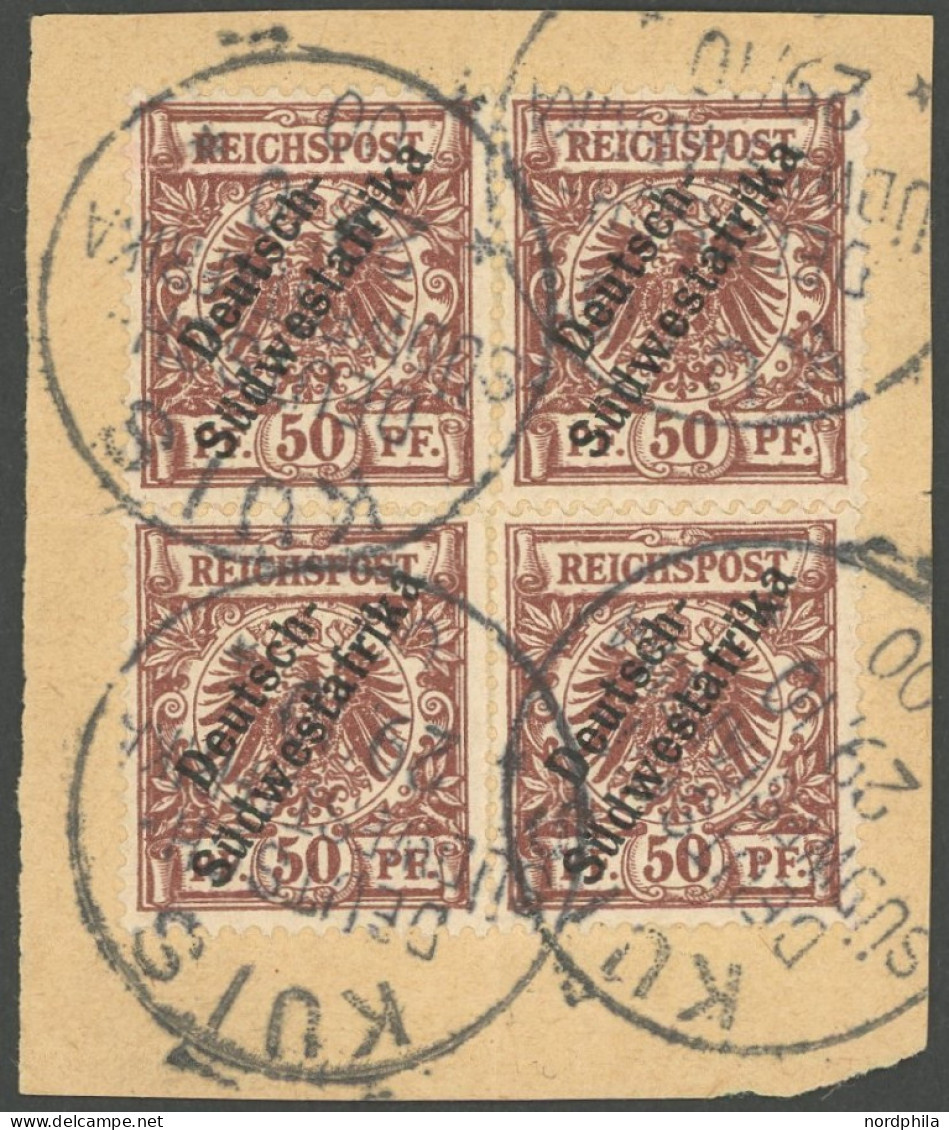DSWA 10 BrfStk, KUIS, 29.10.00, Auf Briefstück Mit 4-mal 50 Pf., Pracht, Gepr. Mansfeld - German South West Africa