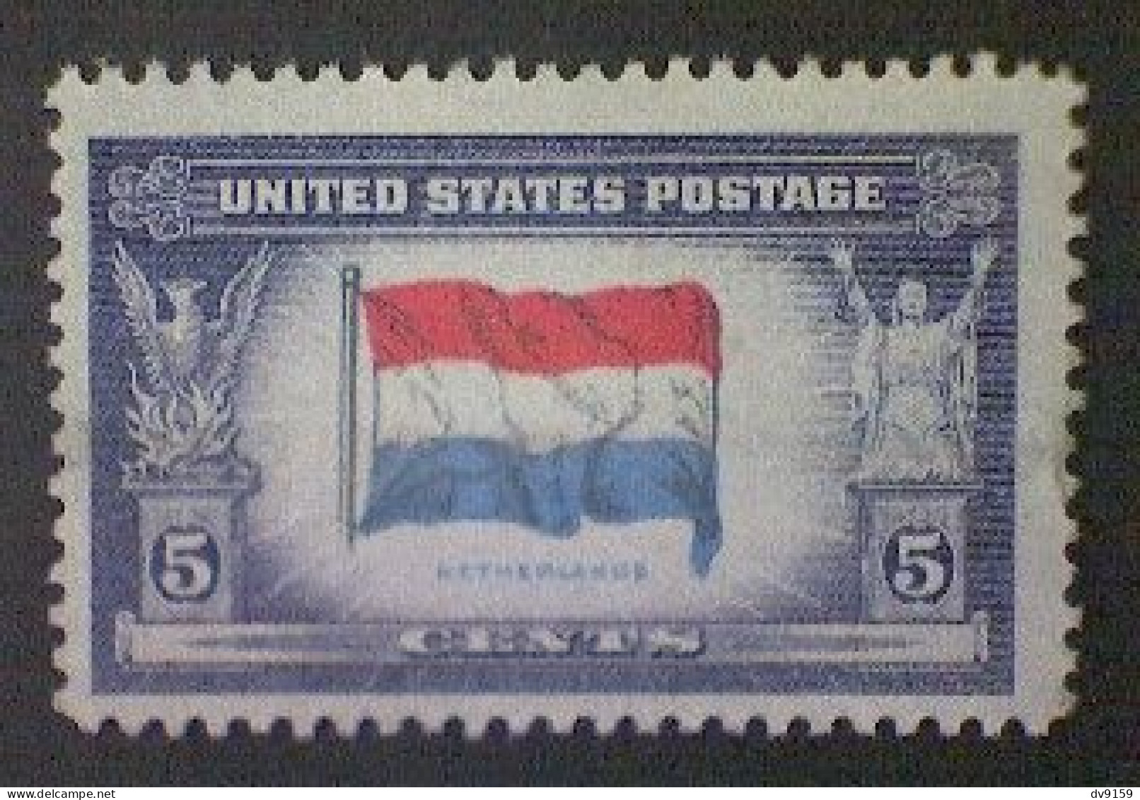 United States, Scott #913, Used(o), 1943, Netherlands,  5¢, Dark Blue Frames - Gebraucht